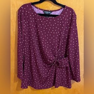 Liz Claiborne Career Petite EUC maroon and gold polka dot blouse Size PS